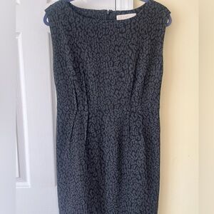 LOFT Black & Gray Animal Print Dress
